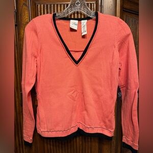 Emma James Coral Sweater with Black Accents
Size small New without tags